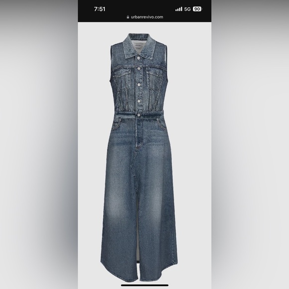Urban Revivo Split hem sleeveless denim dress - Picture 3 of 7